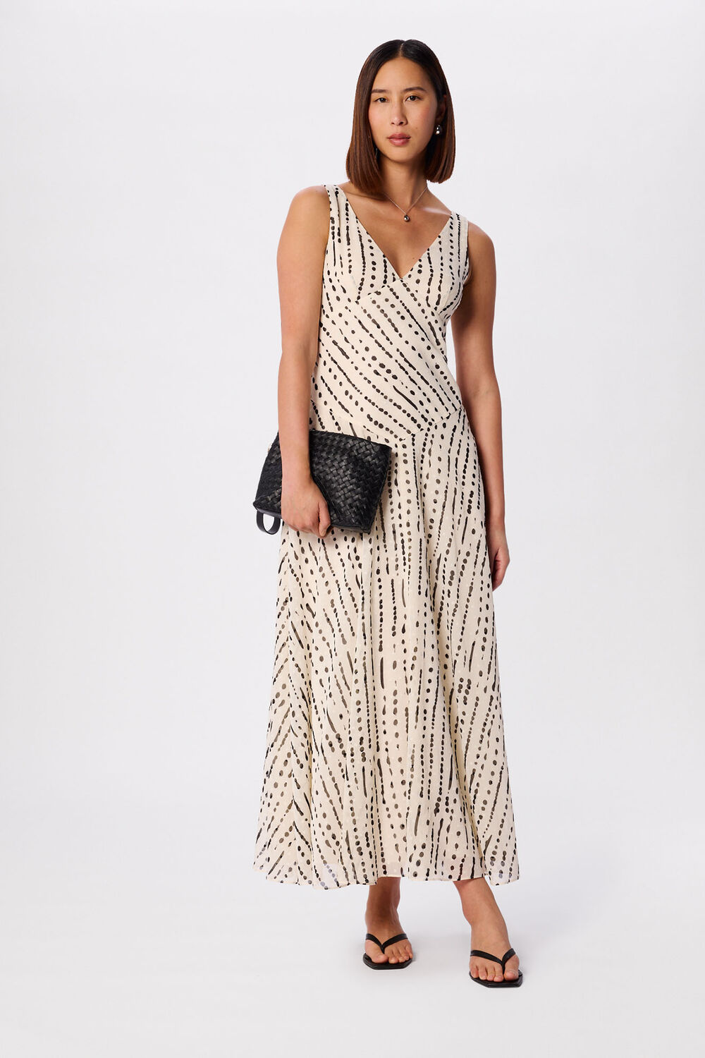 White Dashed Spot Dobby Maxi Dress