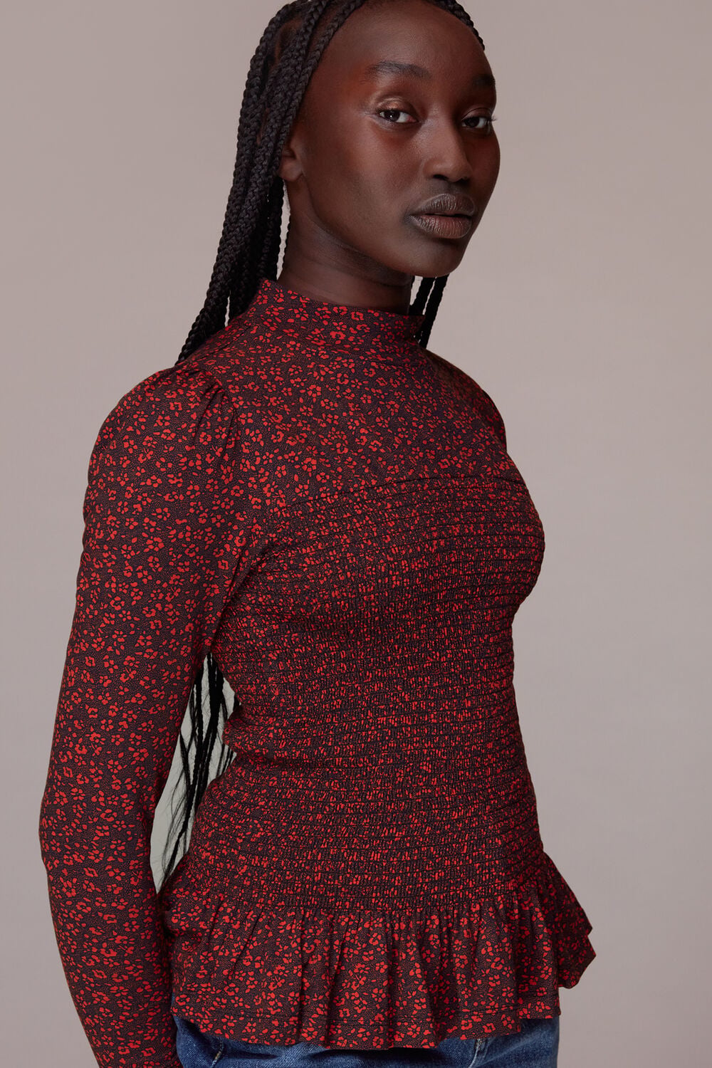 Multicolour Pansy Dot Shirred Top