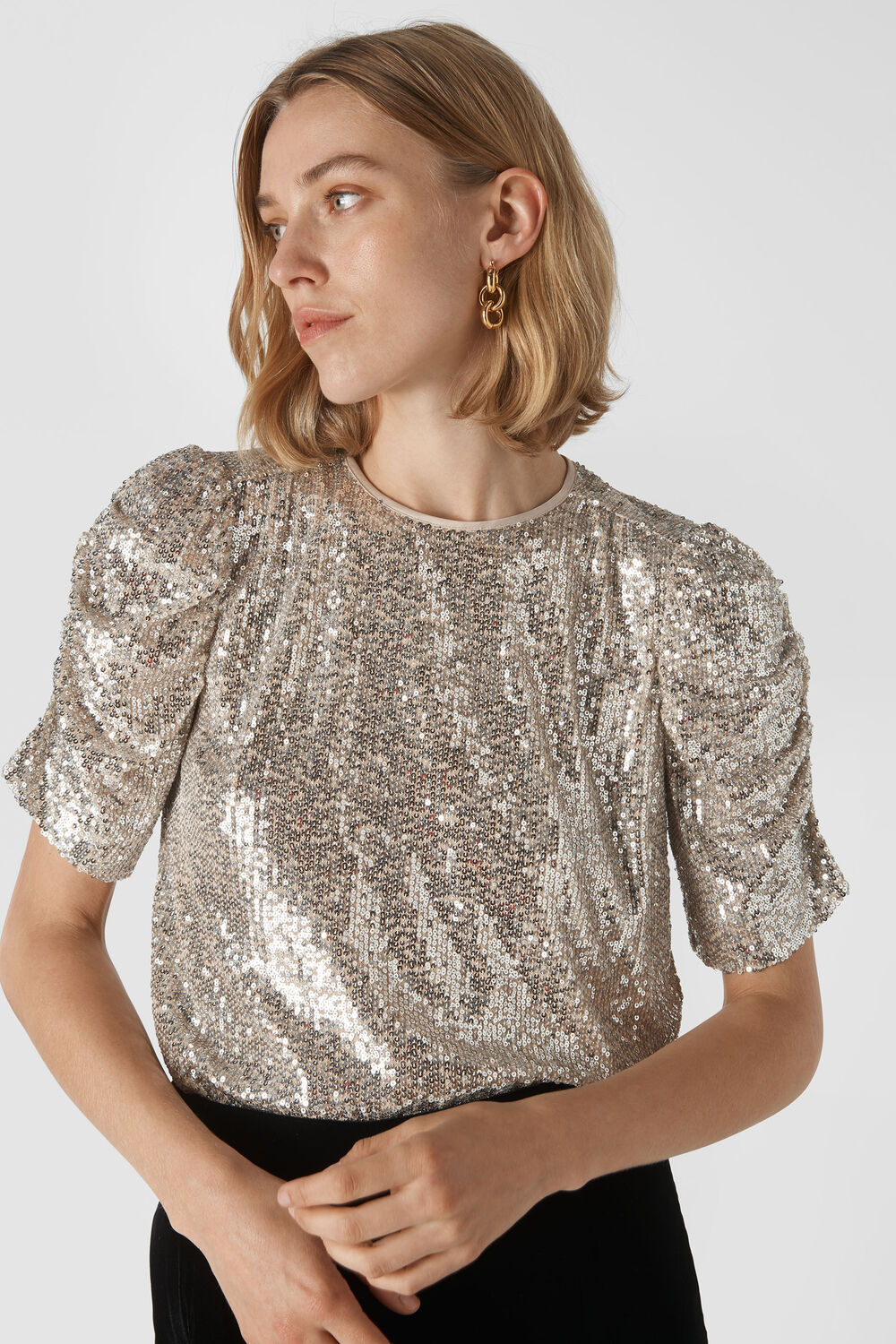 Seema Sequin Top Silver