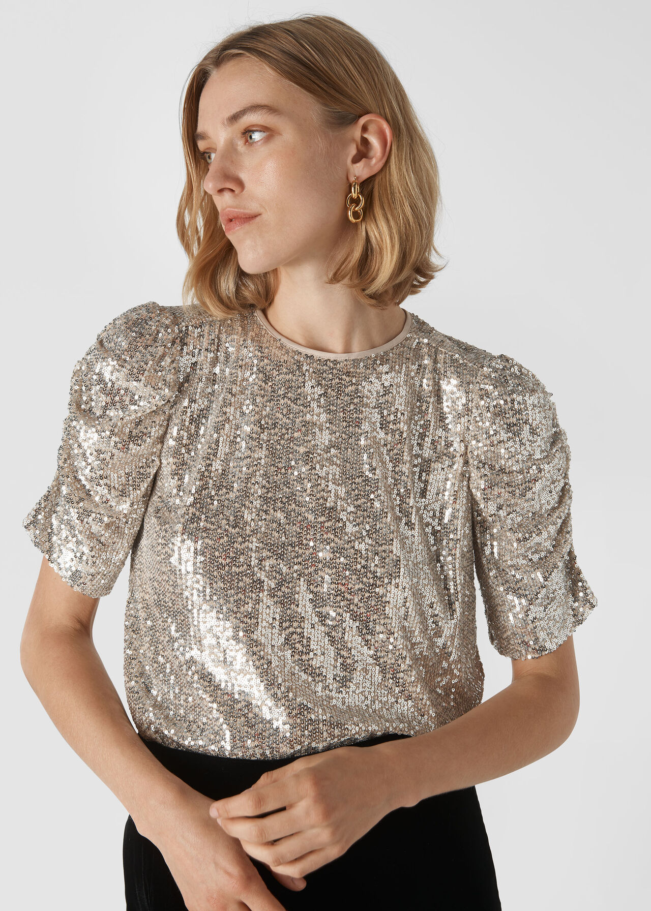 Seema Sequin Top Silver