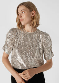 Seema Sequin Top Silver