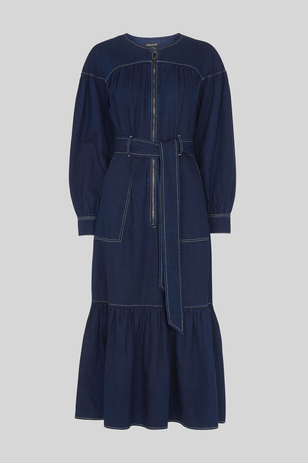 Hilde Tiered Denim Dress Dark Denim