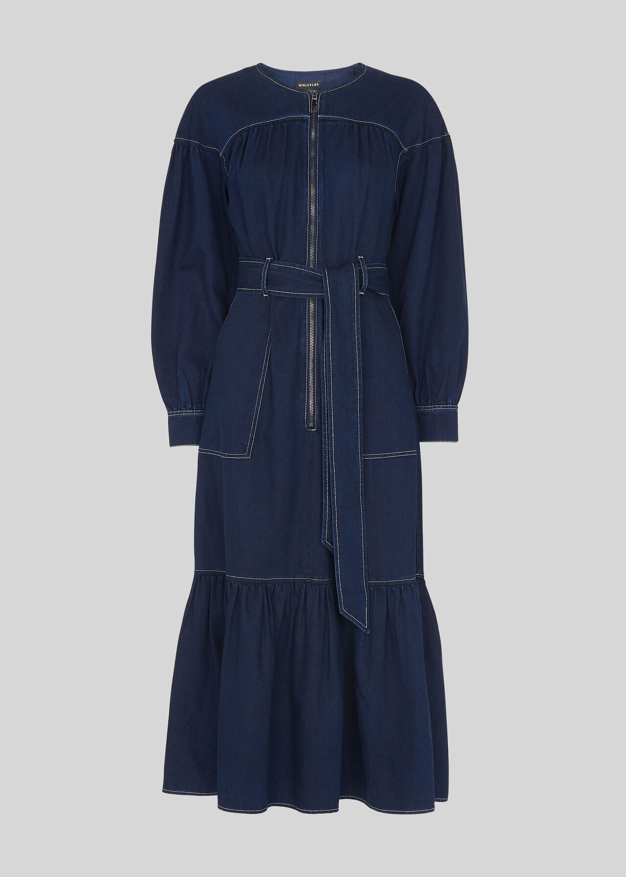 Hilde Tiered Denim Dress Dark Denim