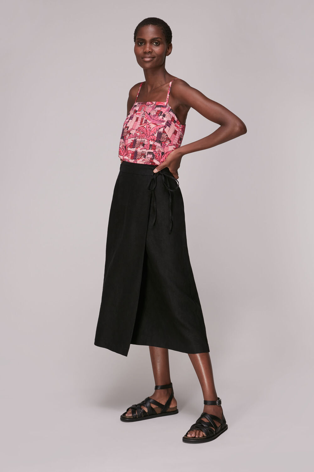 Wrap Detail Linen Skirt