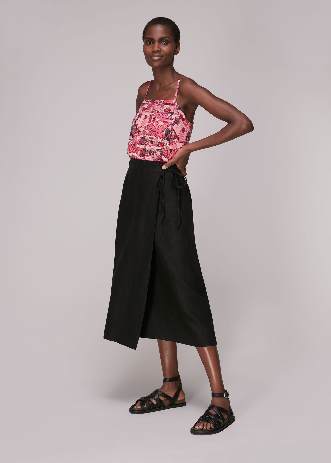 Black Detail Linen Skirt | WHISTLES