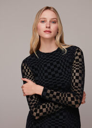 Illusion Checked Mesh Dress