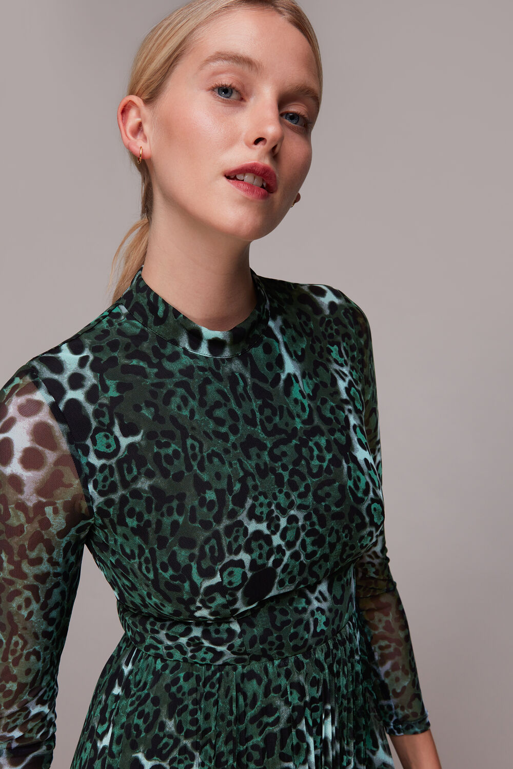 Night Cat Pleated Mesh Dress