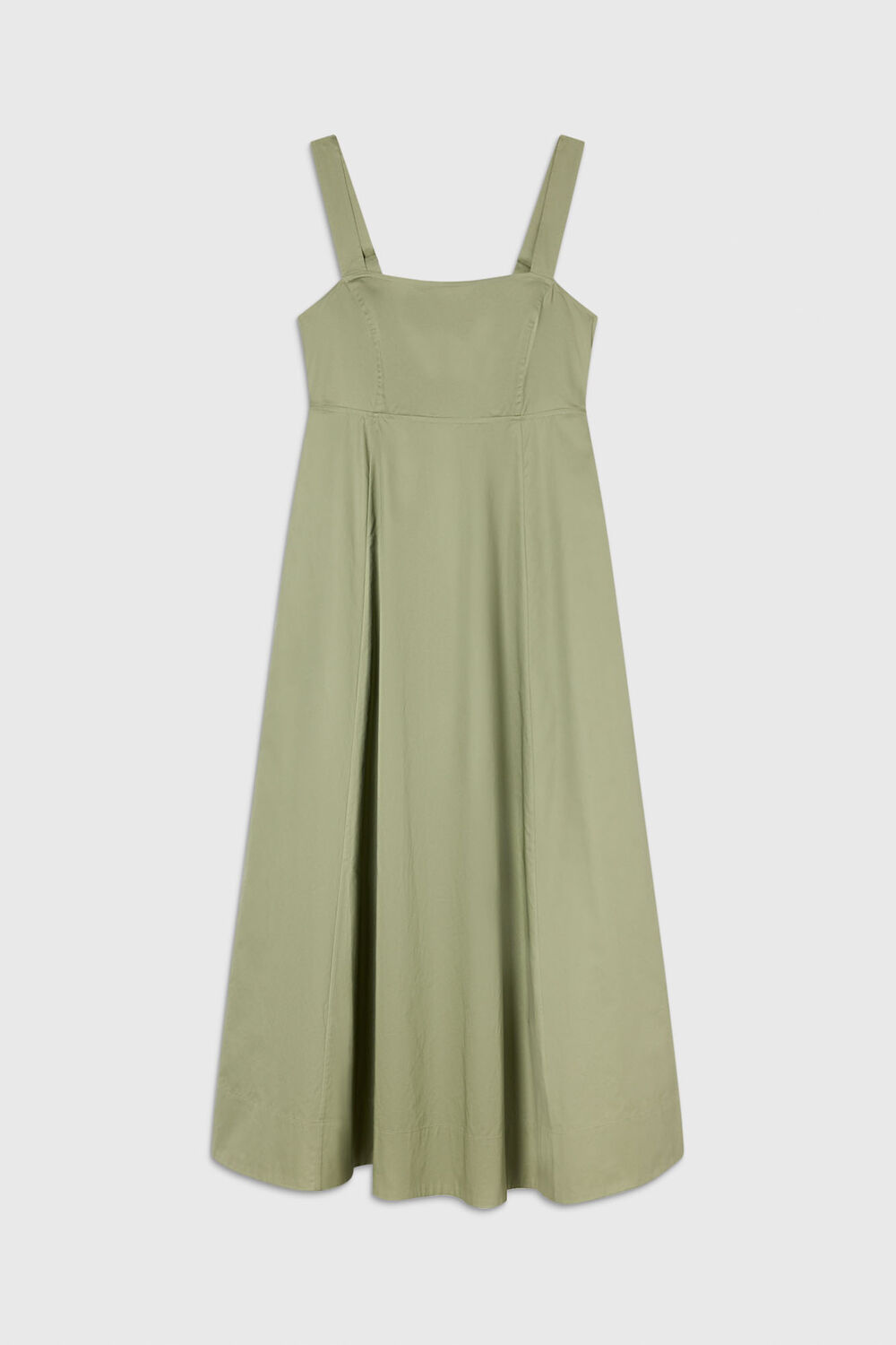 Khaki Cotton Midi Strappy Dress