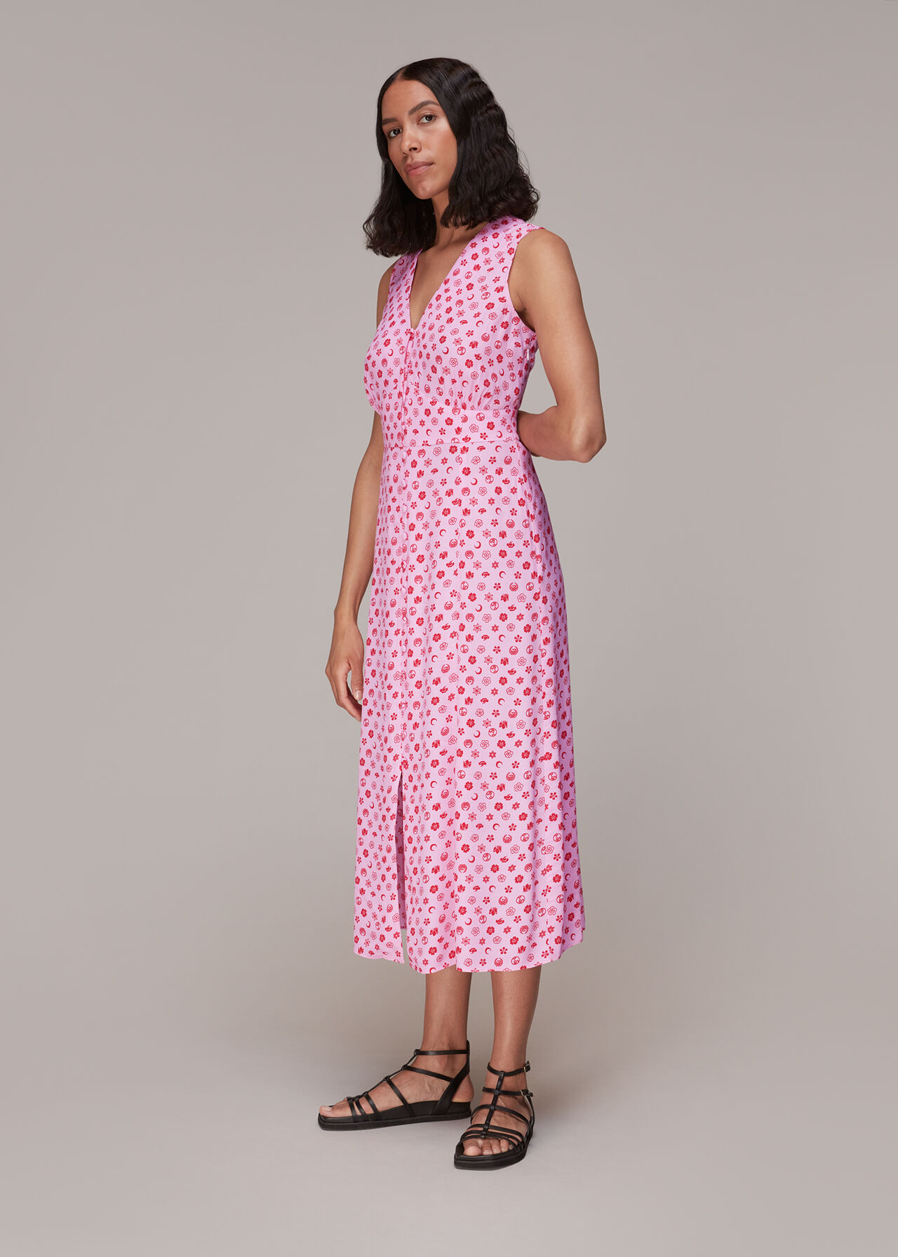 Moon Floral Print Midi Dress