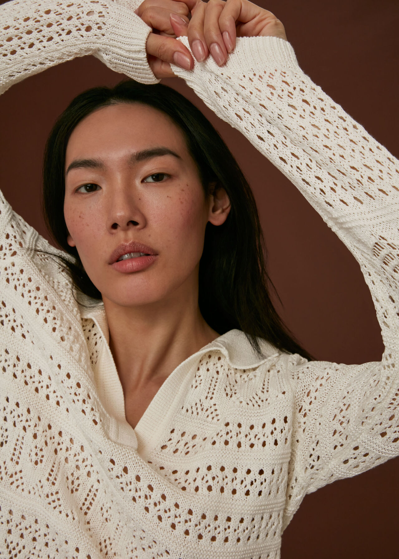 Ivory Crochet Button Up Top WHISTLES