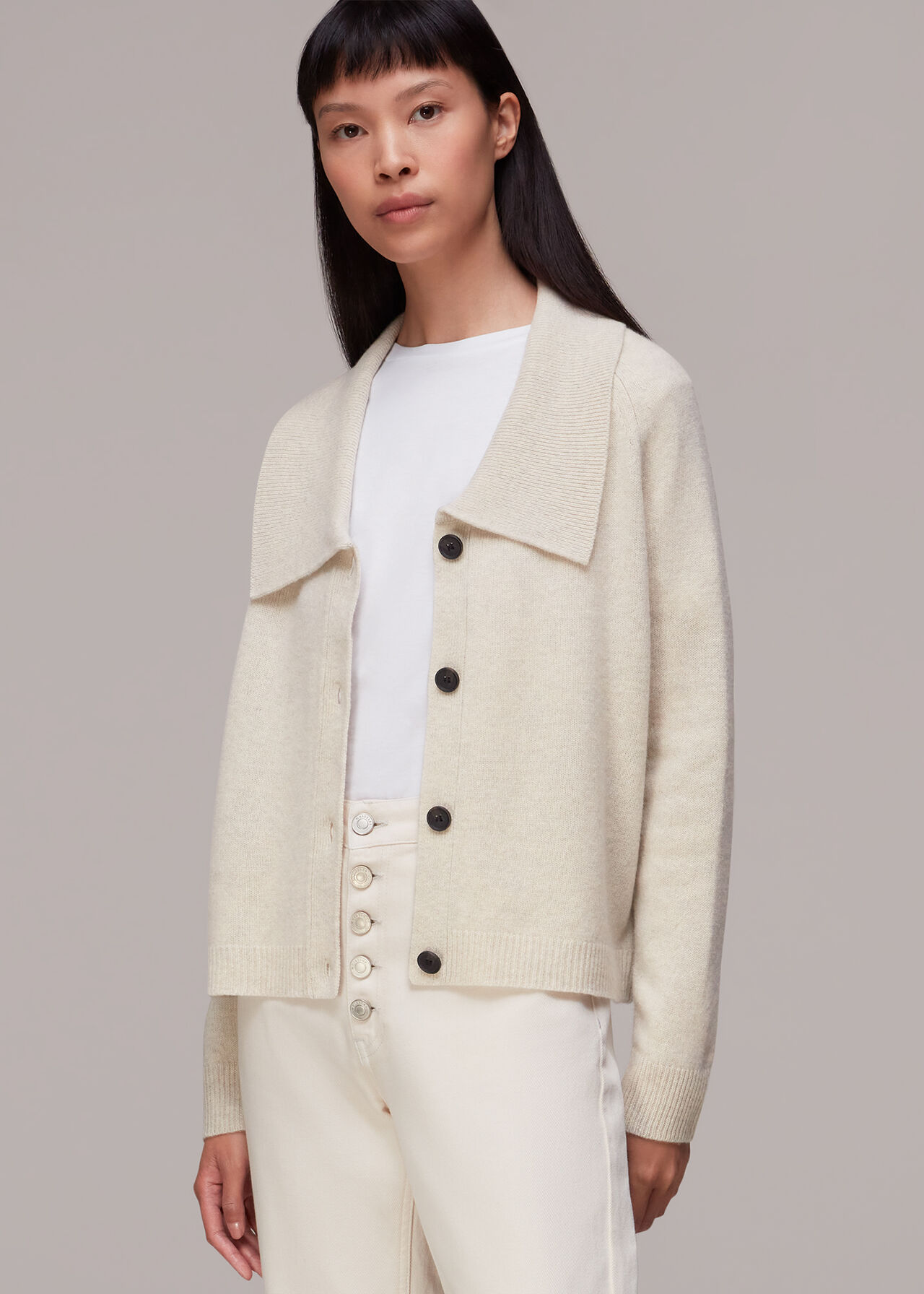 Collar Detail Wool Cardigan