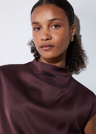 Cowl Neck Satin Sleeveless Top