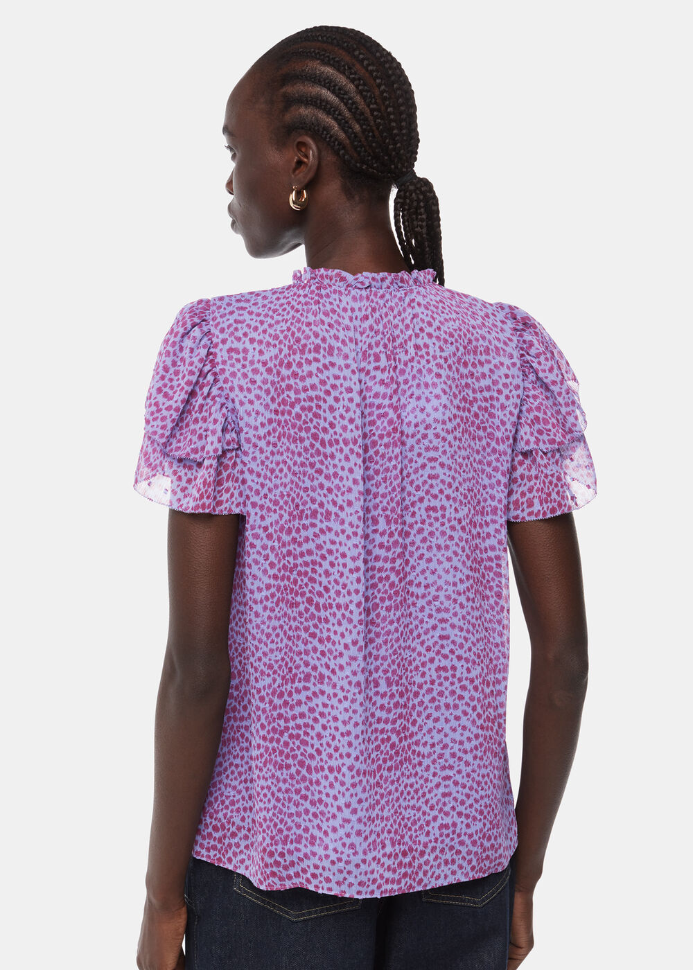 Sketched Cheetah Frill Top