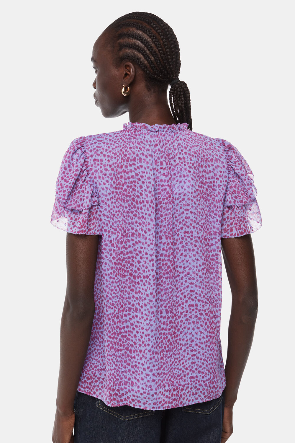 Sketched Cheetah Frill Top