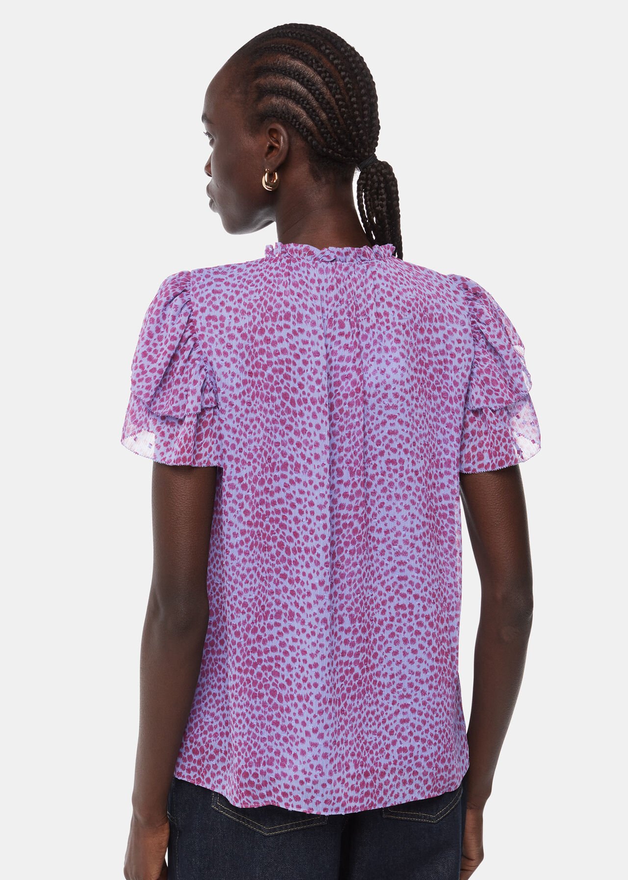 Sketched Cheetah Frill Top
