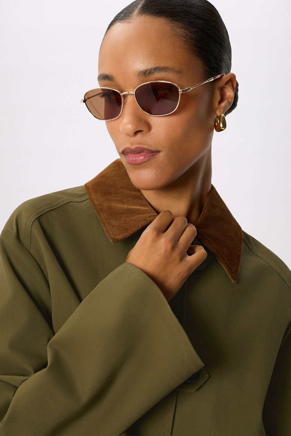 Khaki Corduroy Collar Jacket