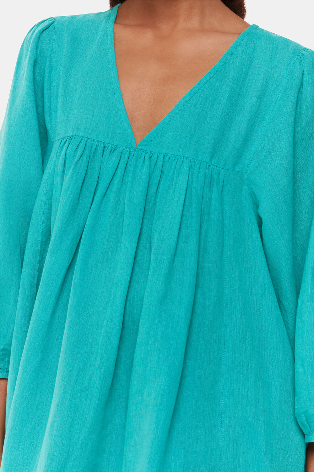 Turquoise Petite Gloria Linen Blend Dress