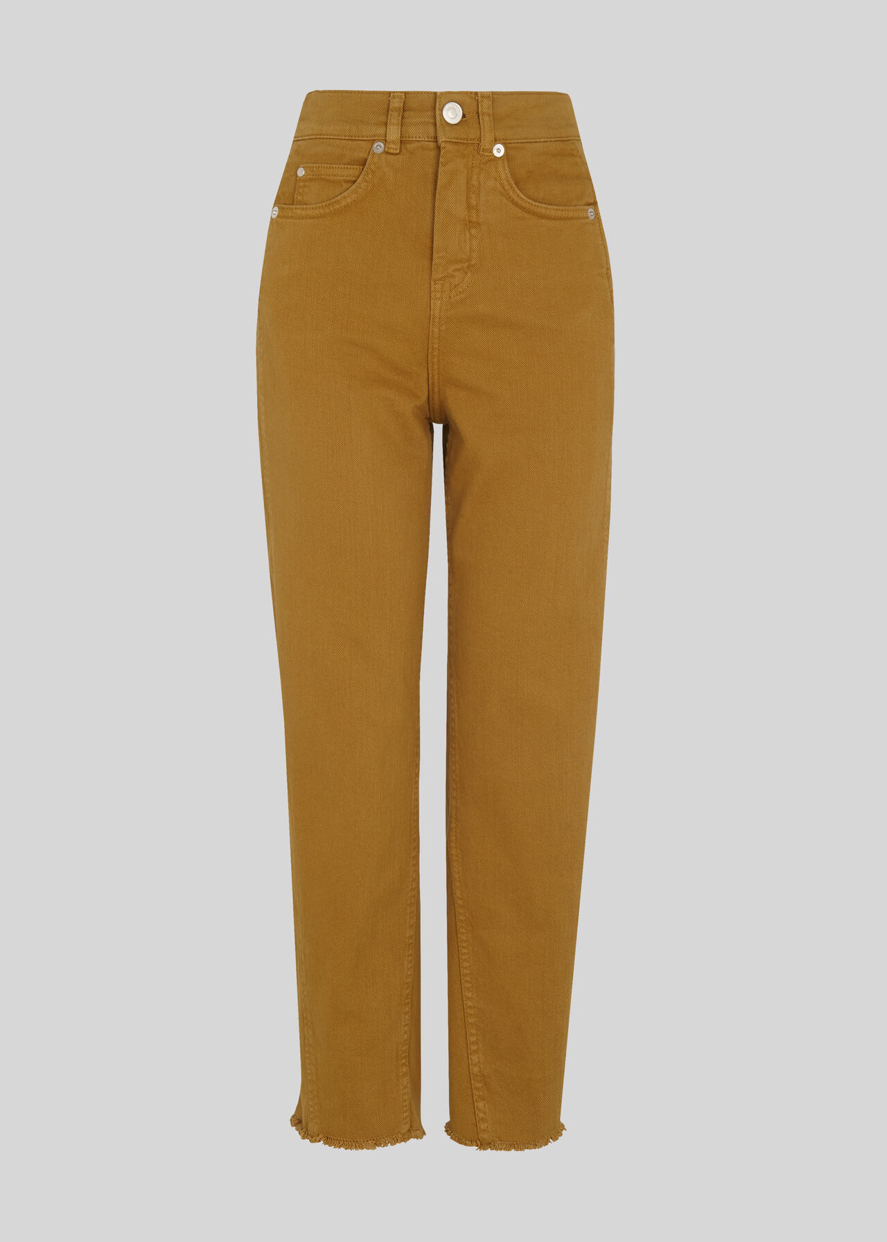 High Waist Barrel Leg Jean Camel