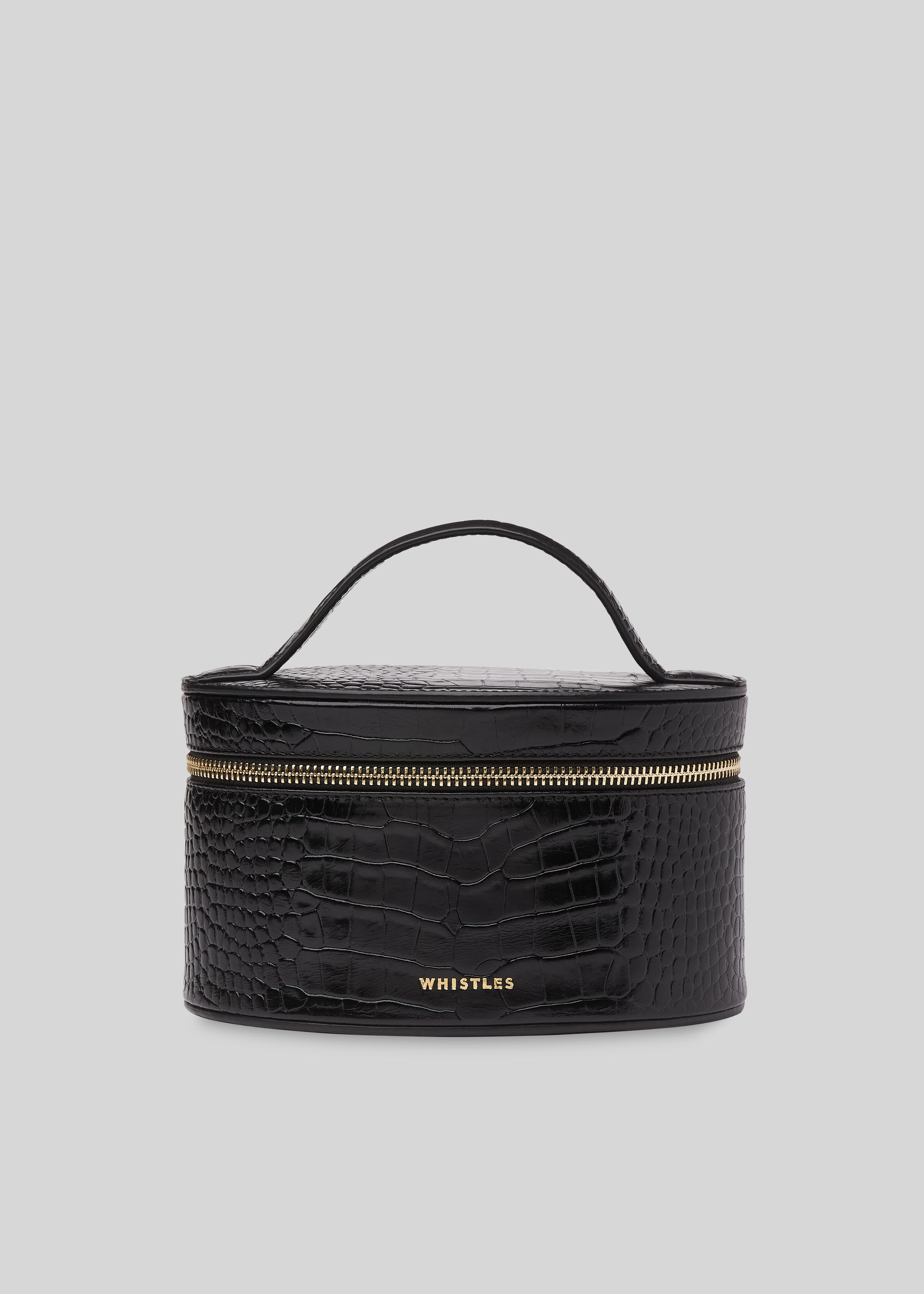 Black leather cosmetic best sale bag