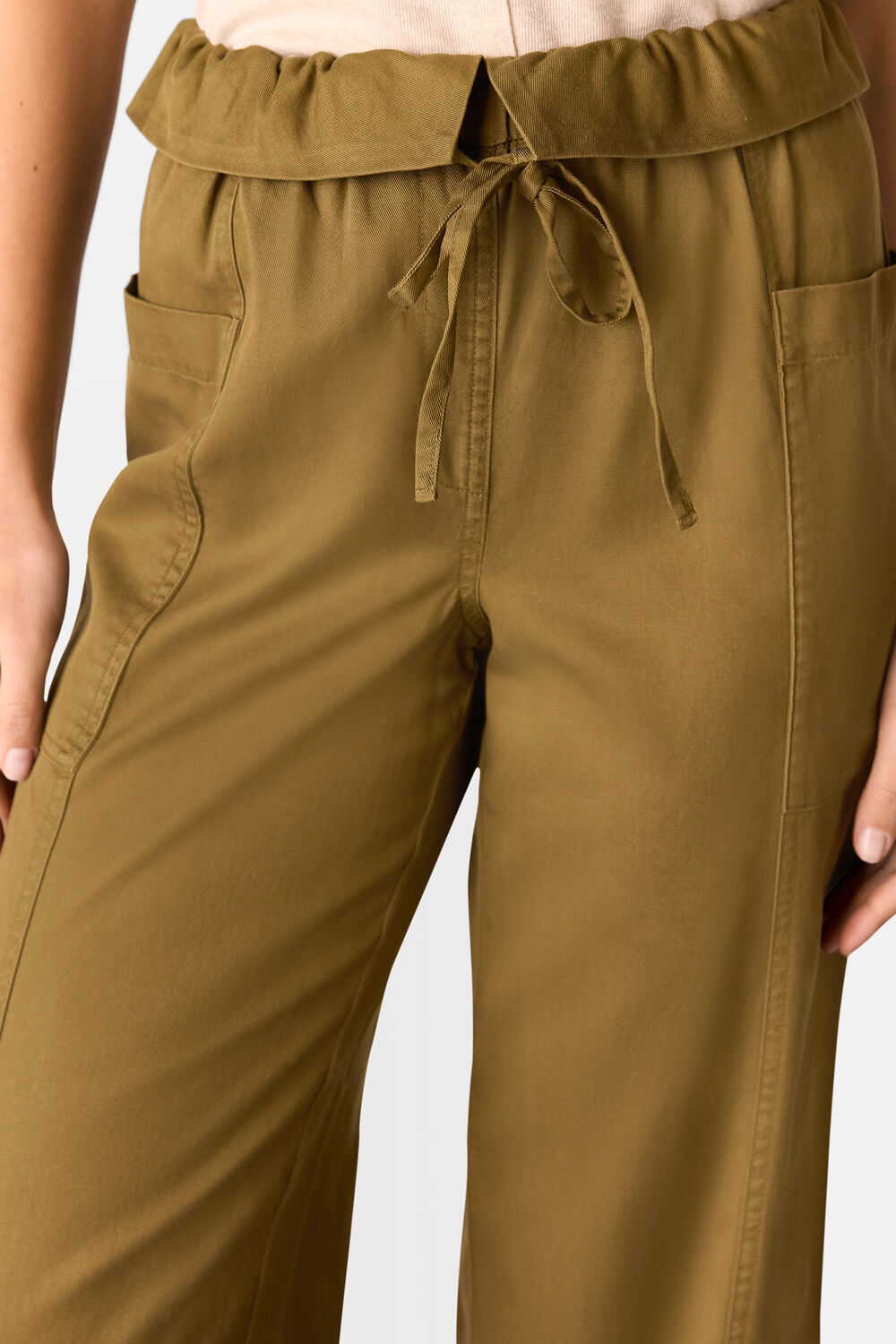 Khaki Paper Bag Waistband Trouser