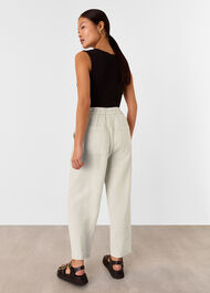 Petite Linen Barrel Leg Trouser