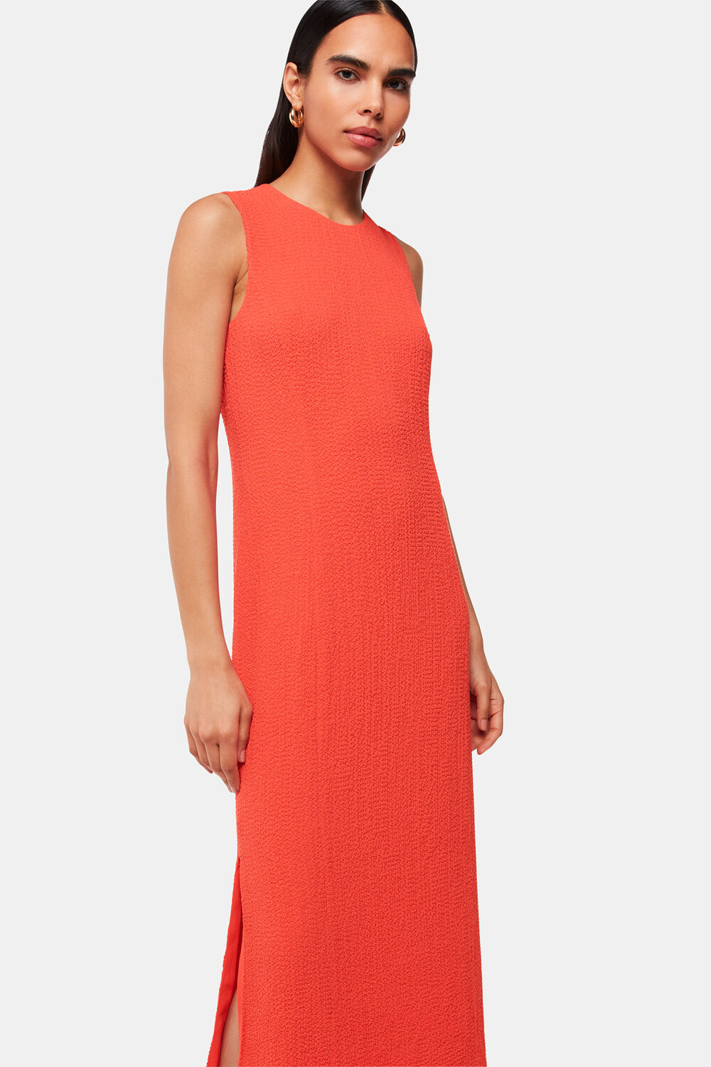 Coral Erin Texture Midi Dress