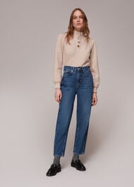 Puff Sleeve Button Sweat