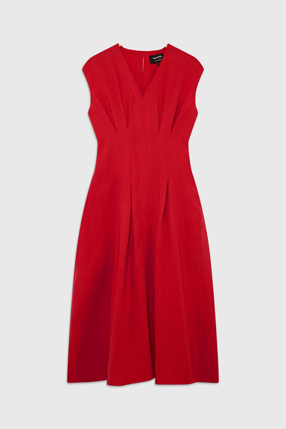 Red Panel Linen Blend Dress
