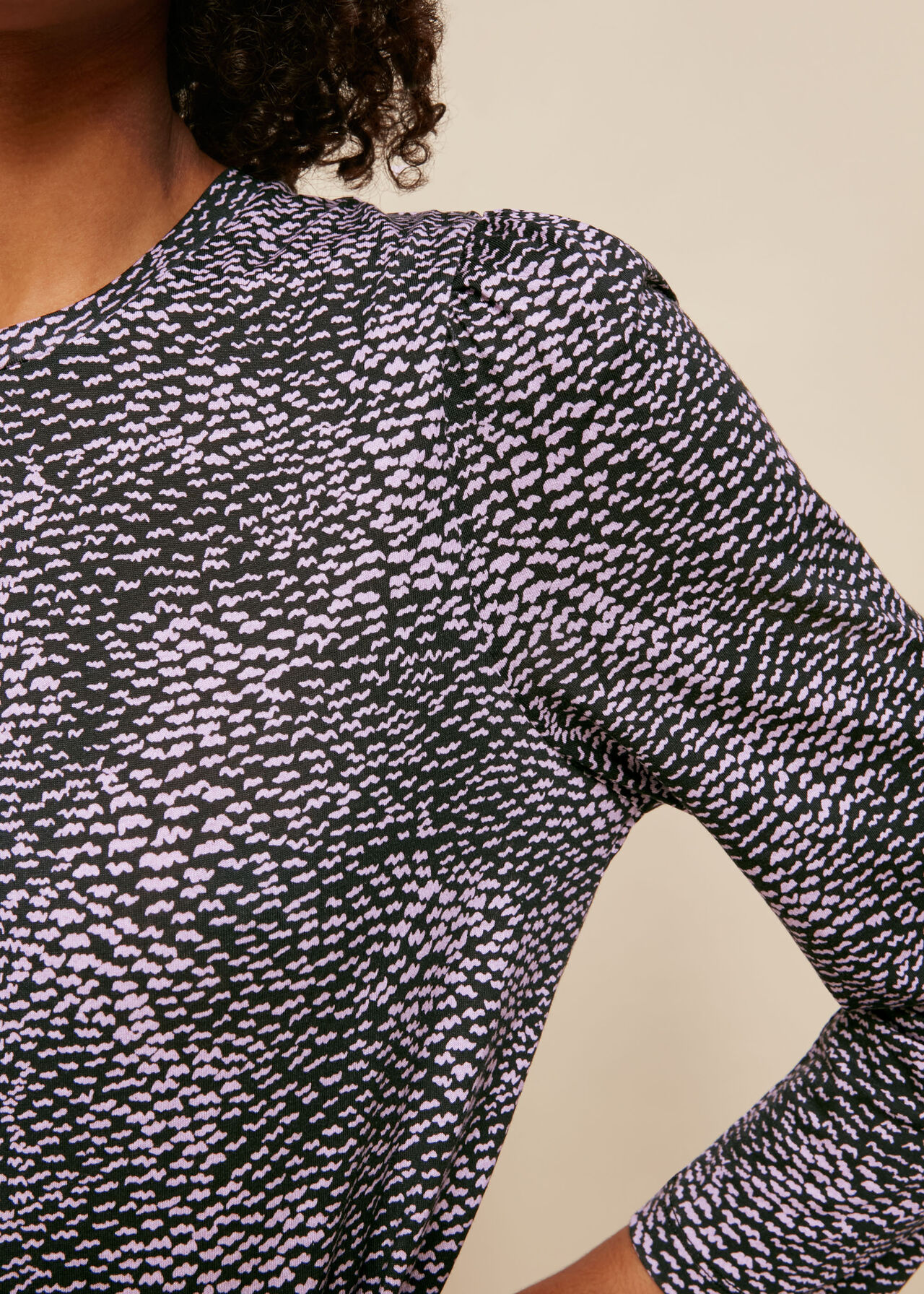 Ripple Puff Sleeve Print Top