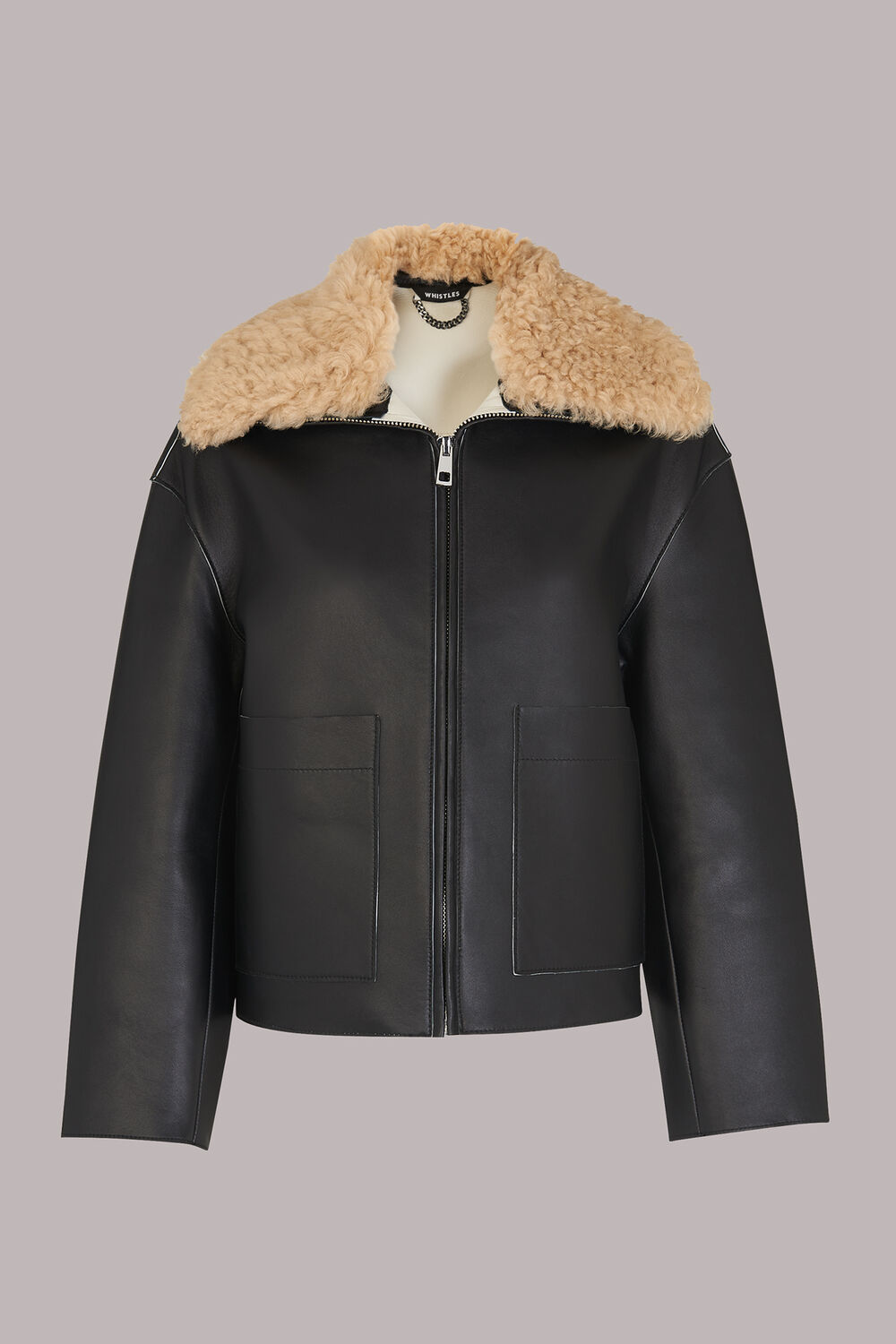 Bonded Shearling Collar Jacket
