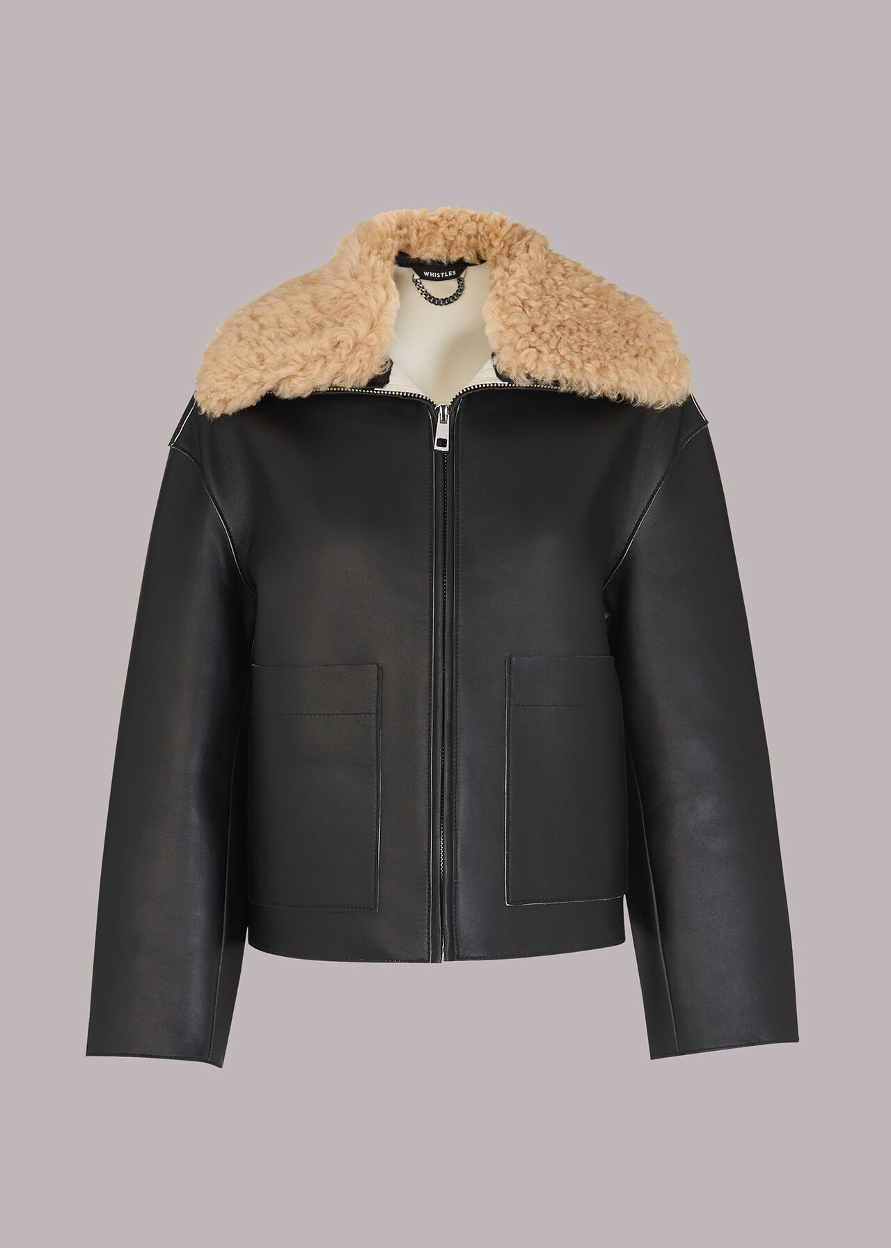 Bonded Shearling Collar Jacket