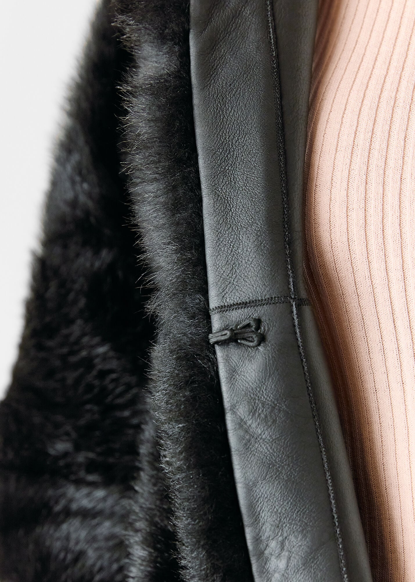 Black Odette Long Shearling Coat | WHISTLES | Whistles US |