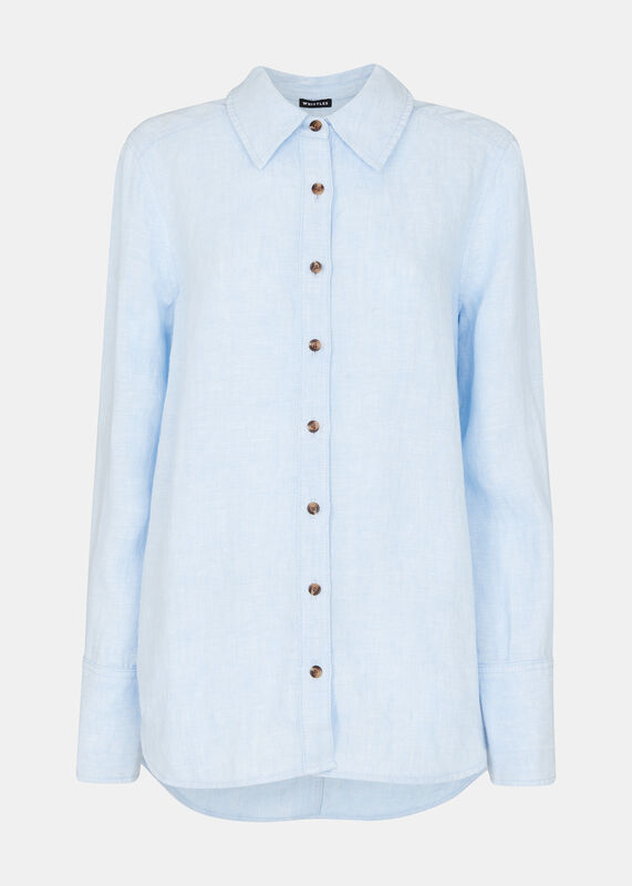 Blue Linen Relaxed Fit Shirt