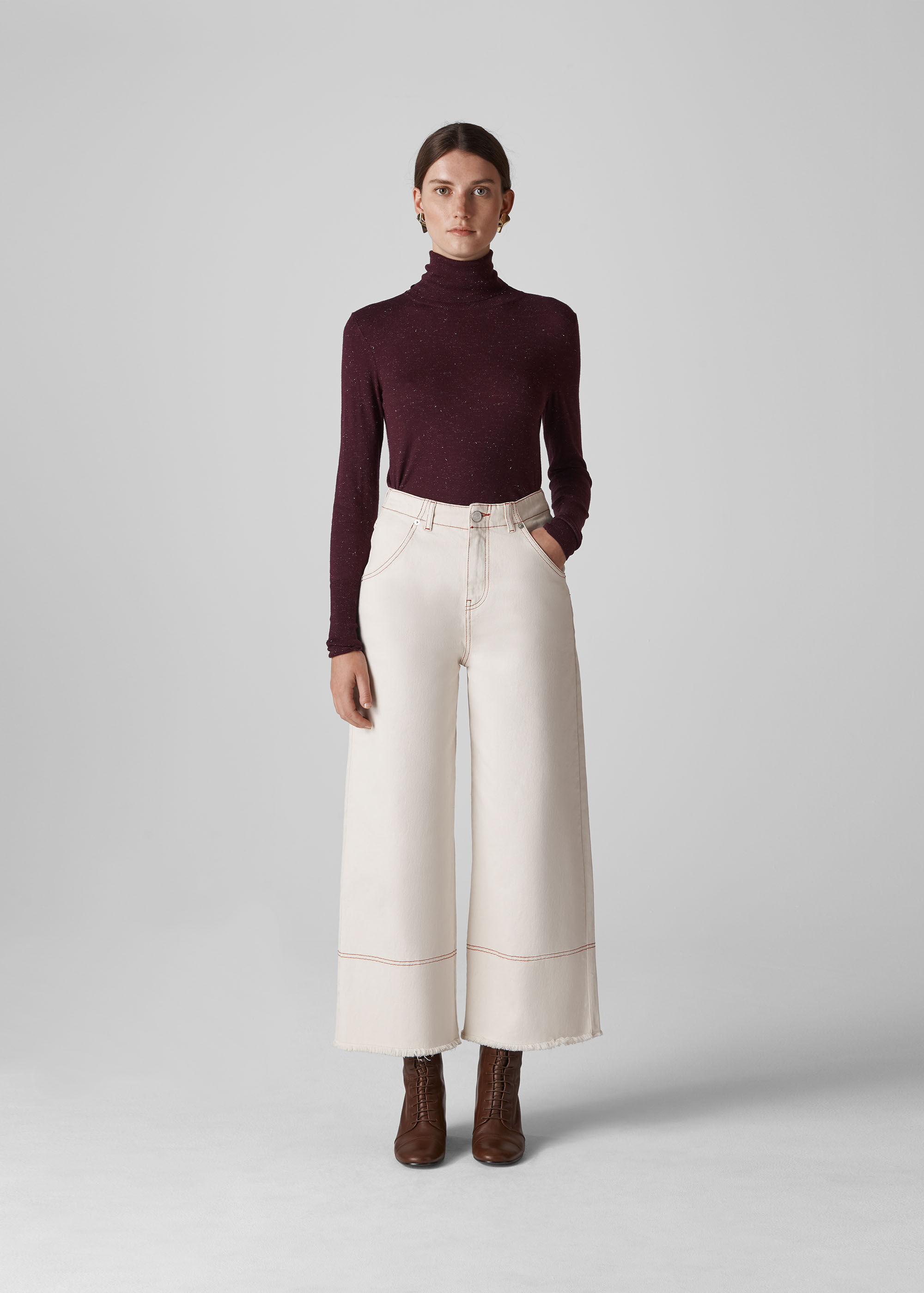Black Annie Sparkle Polo Neck Knit WHISTLES