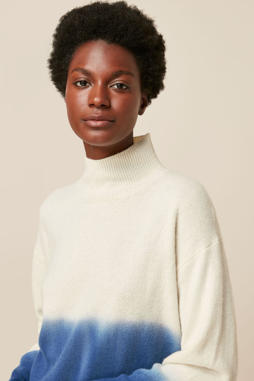 Dip Dyed Funnel Neck