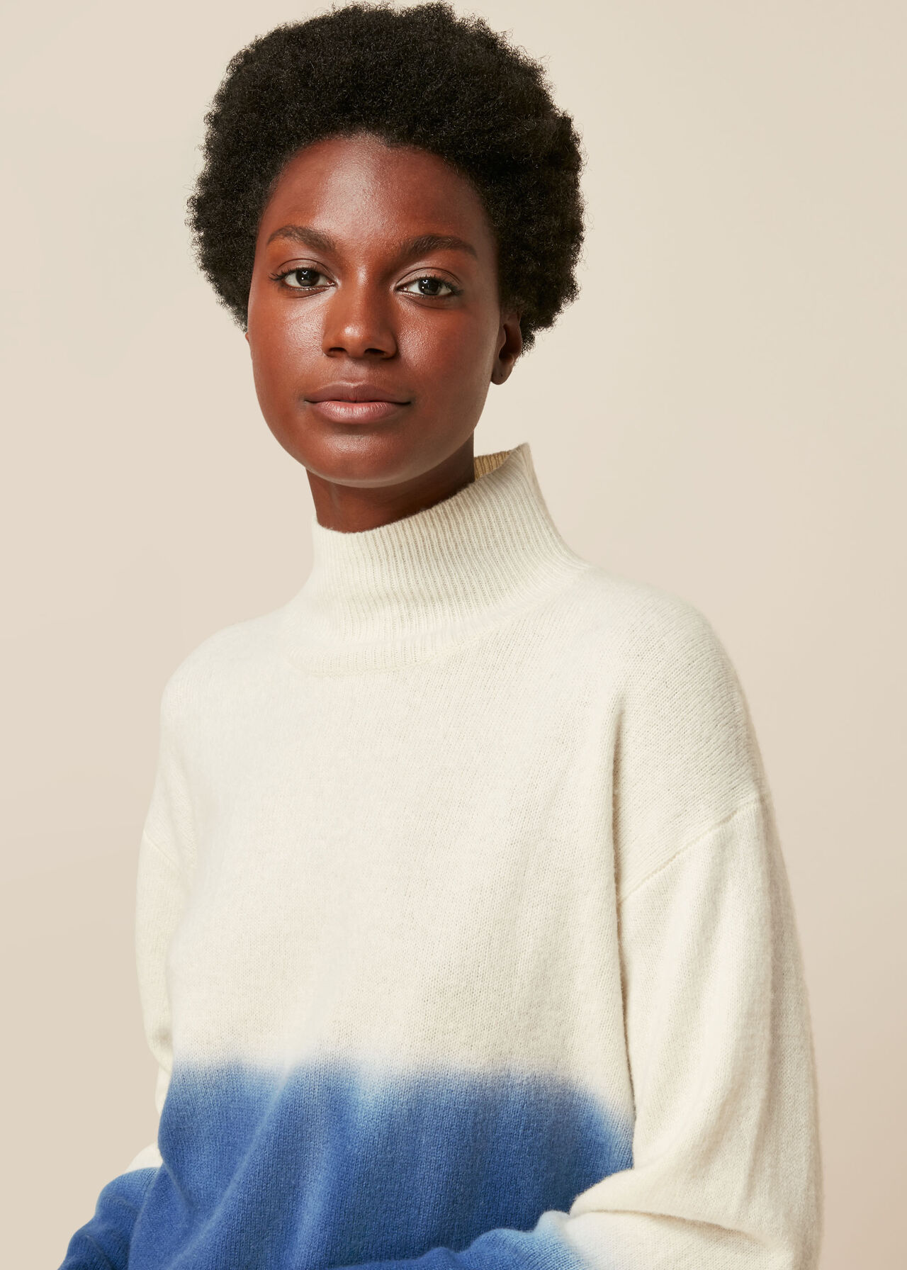 Dip Dyed Funnel Neck