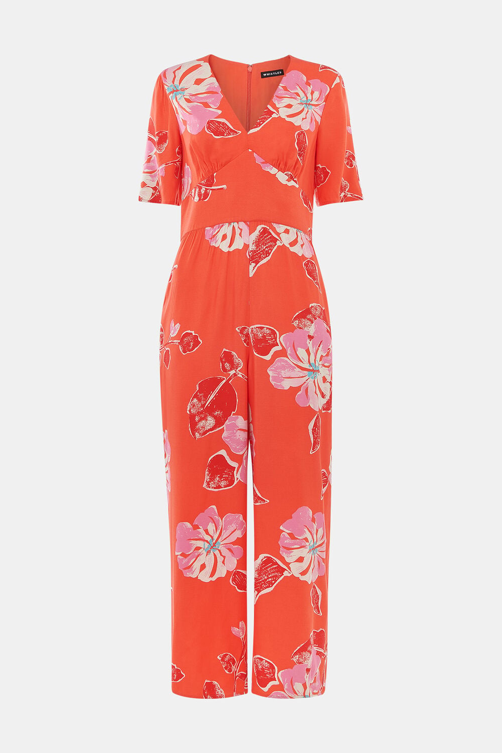 Coral Hibiscus Print Aimee Jumpsuit