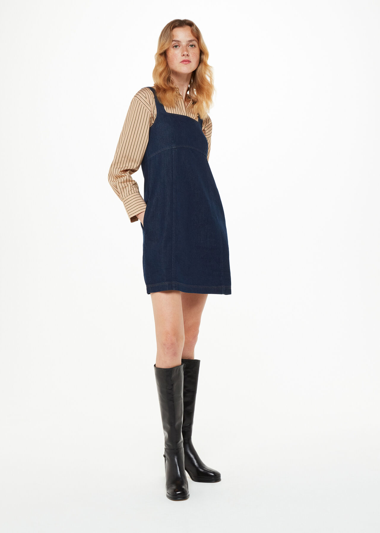 Denim Denim Pinafore Dress, WHISTLES