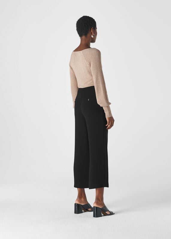 Black Flat Front Crop Trouser
