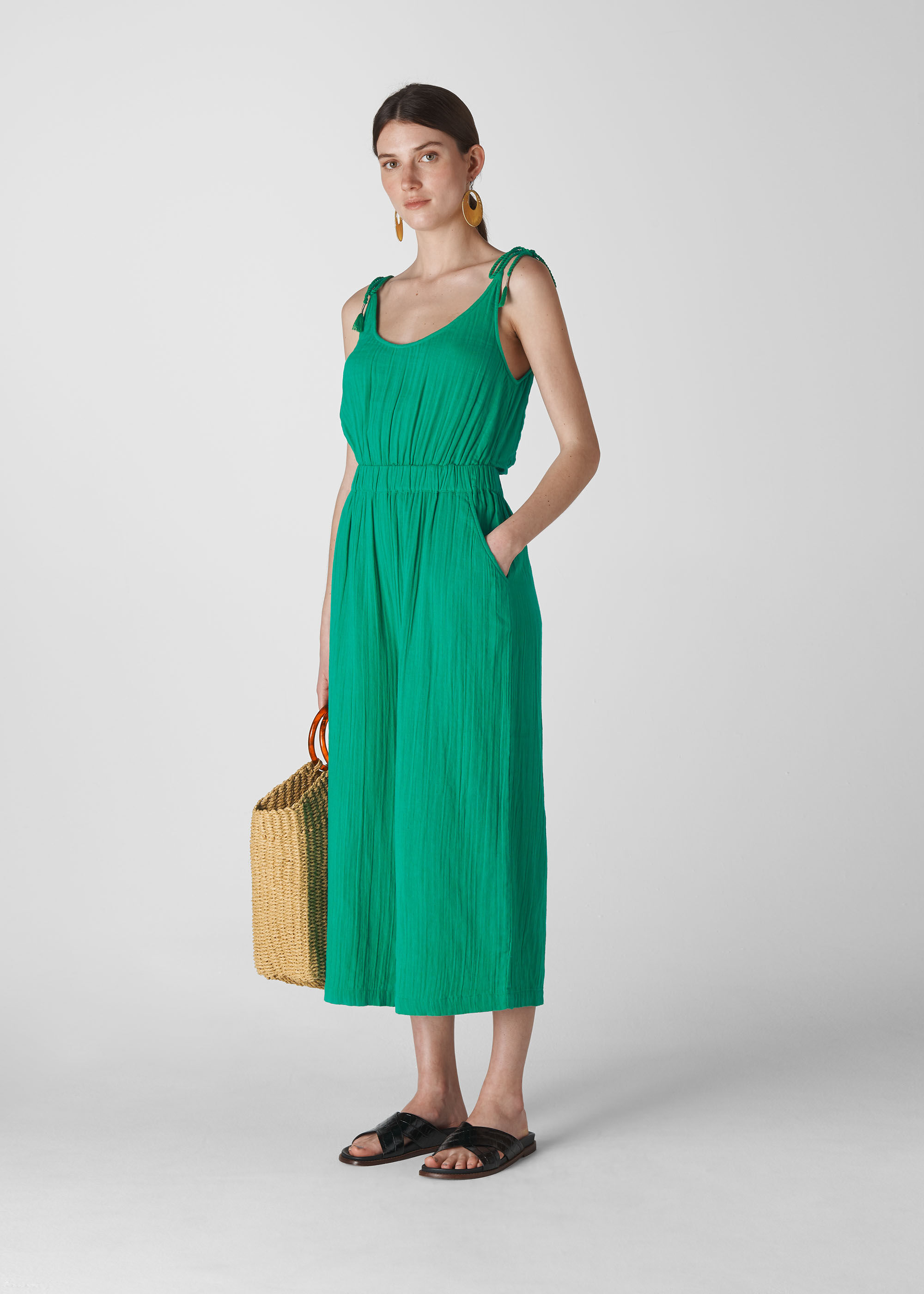 green cotton jumpsuit