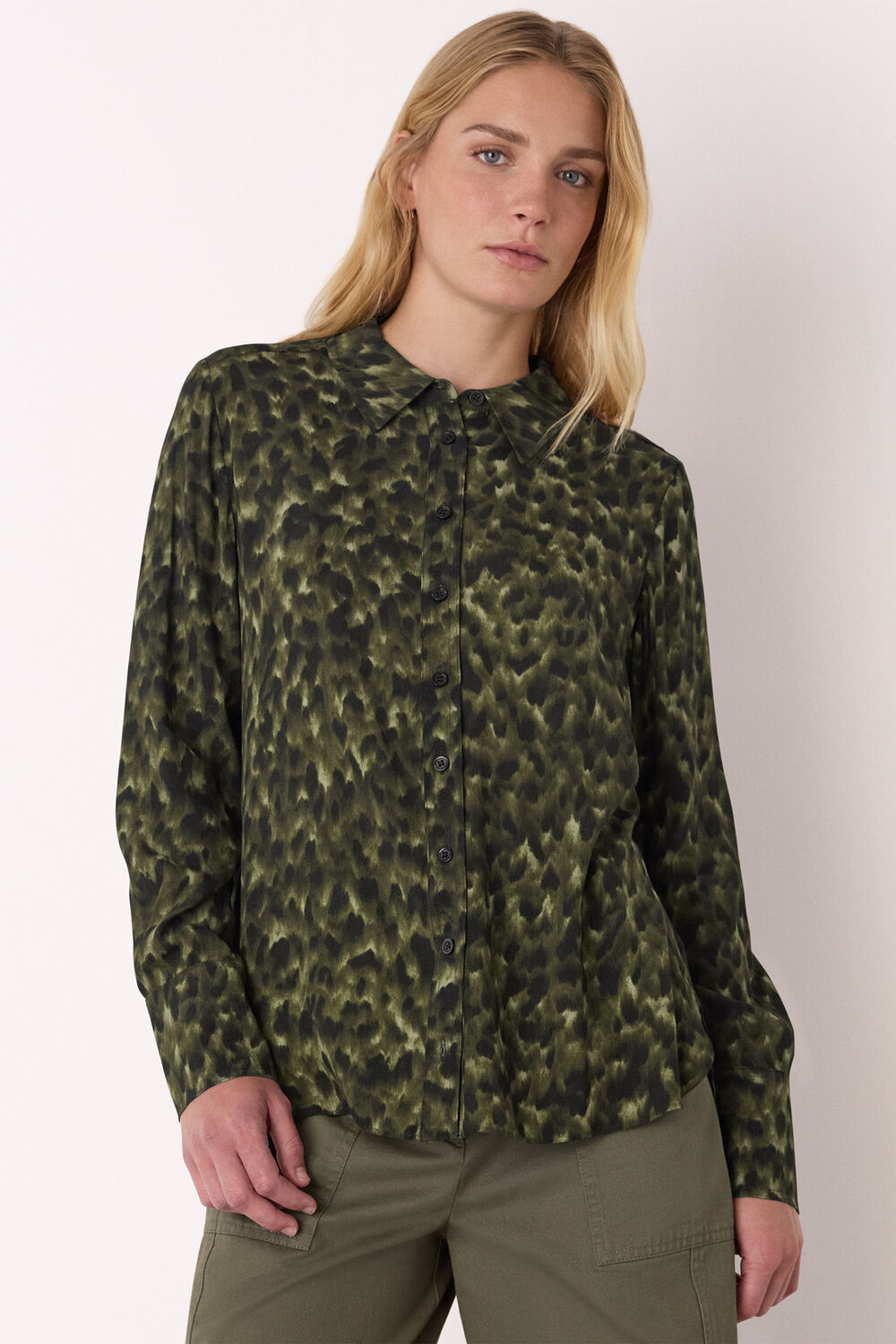 Animal Print Collared Shirt