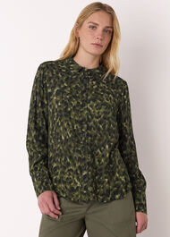 Animal Print Collared Shirt