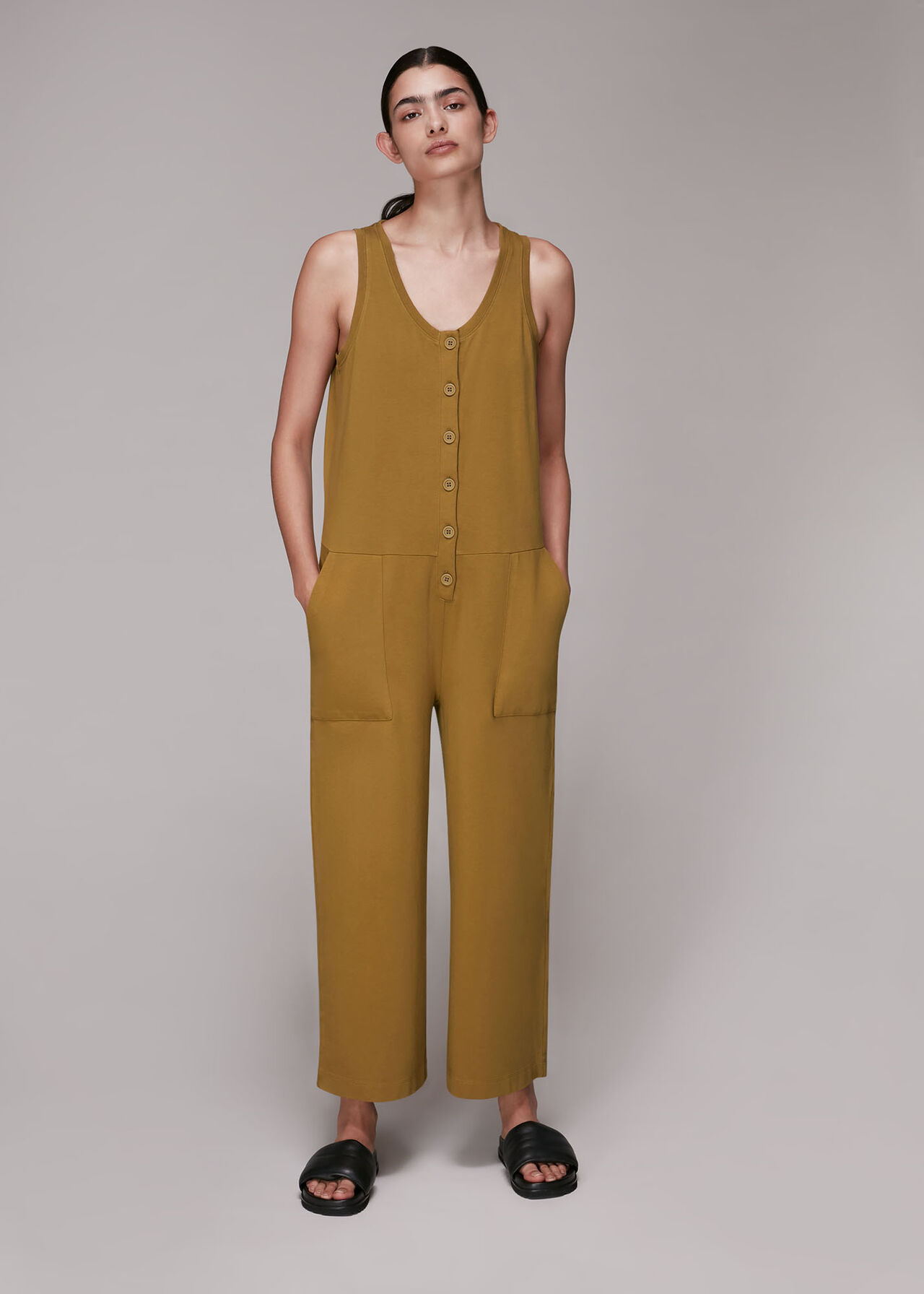 Jersey Button Front Jumpsuit