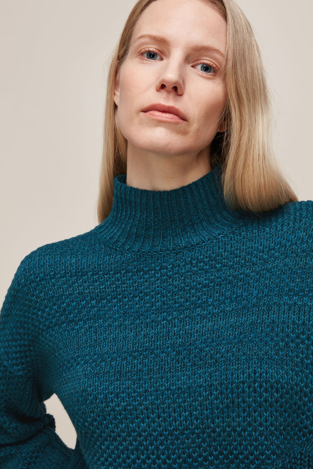 Moss Stitch Textured Knit Teal