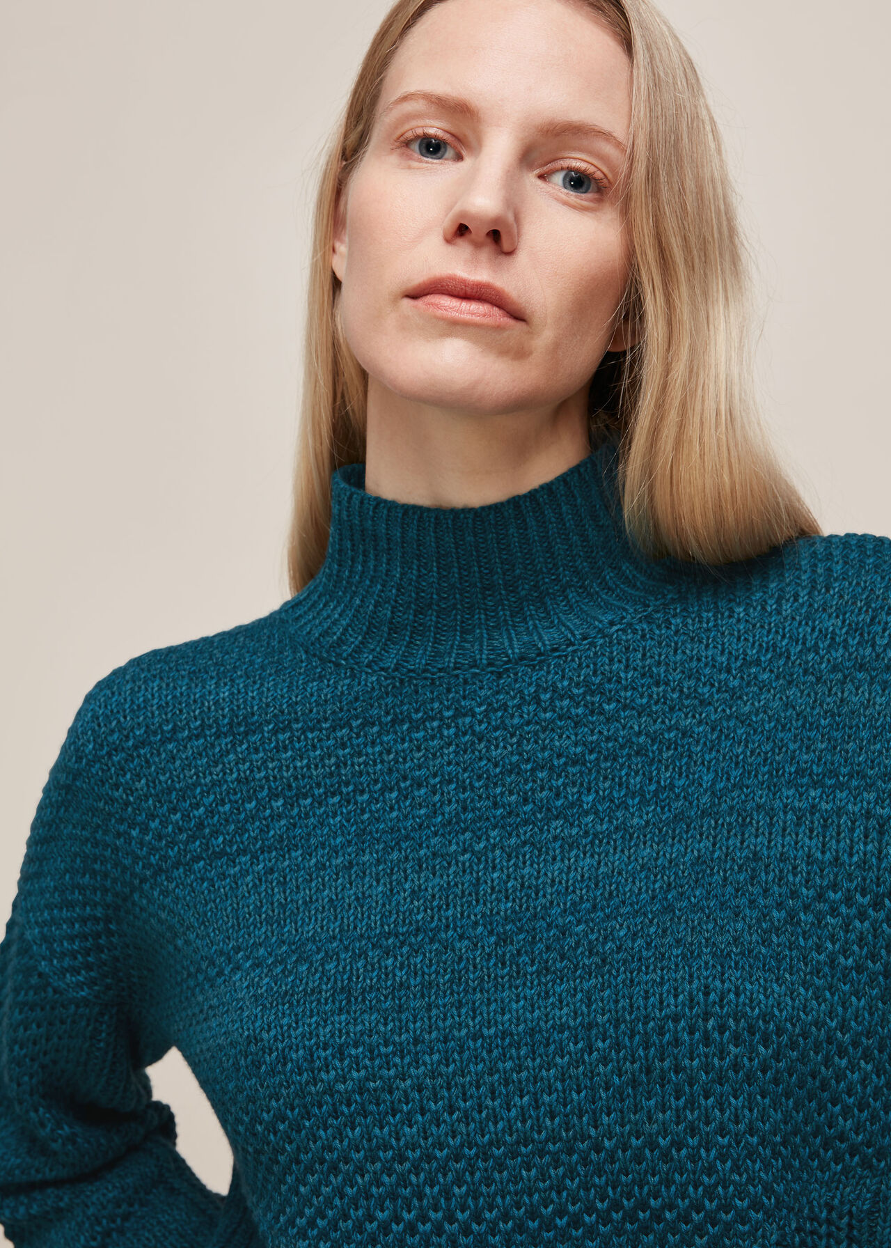 Moss Stitch Textured Knit Teal