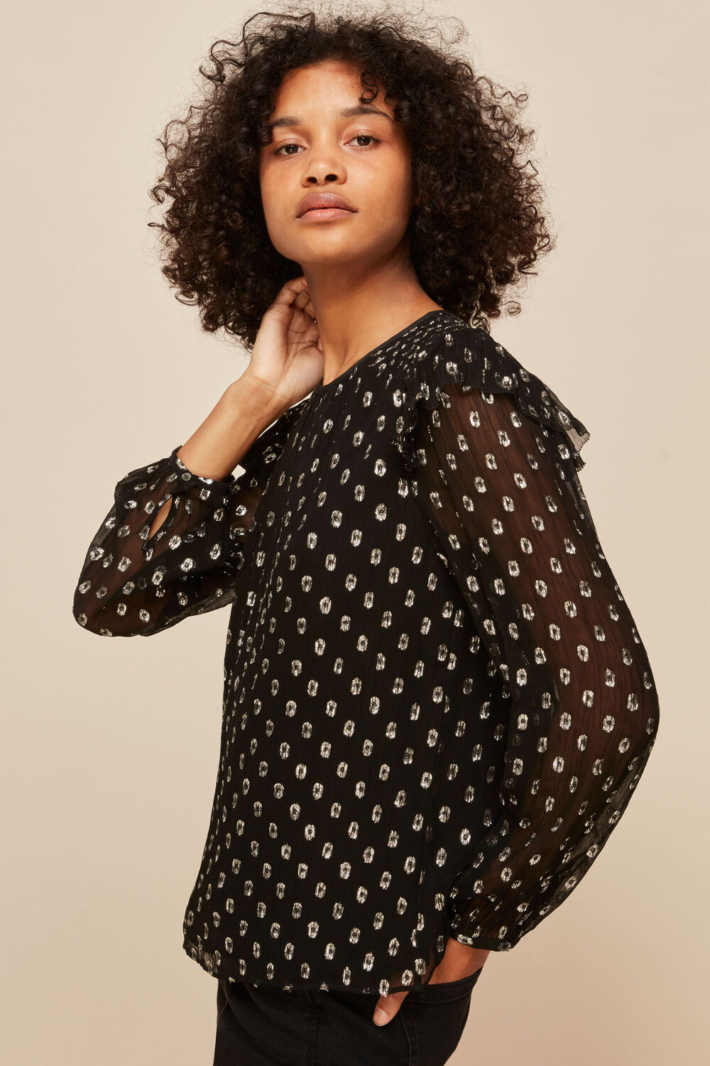 Black Metallic Dobby Sophia Top