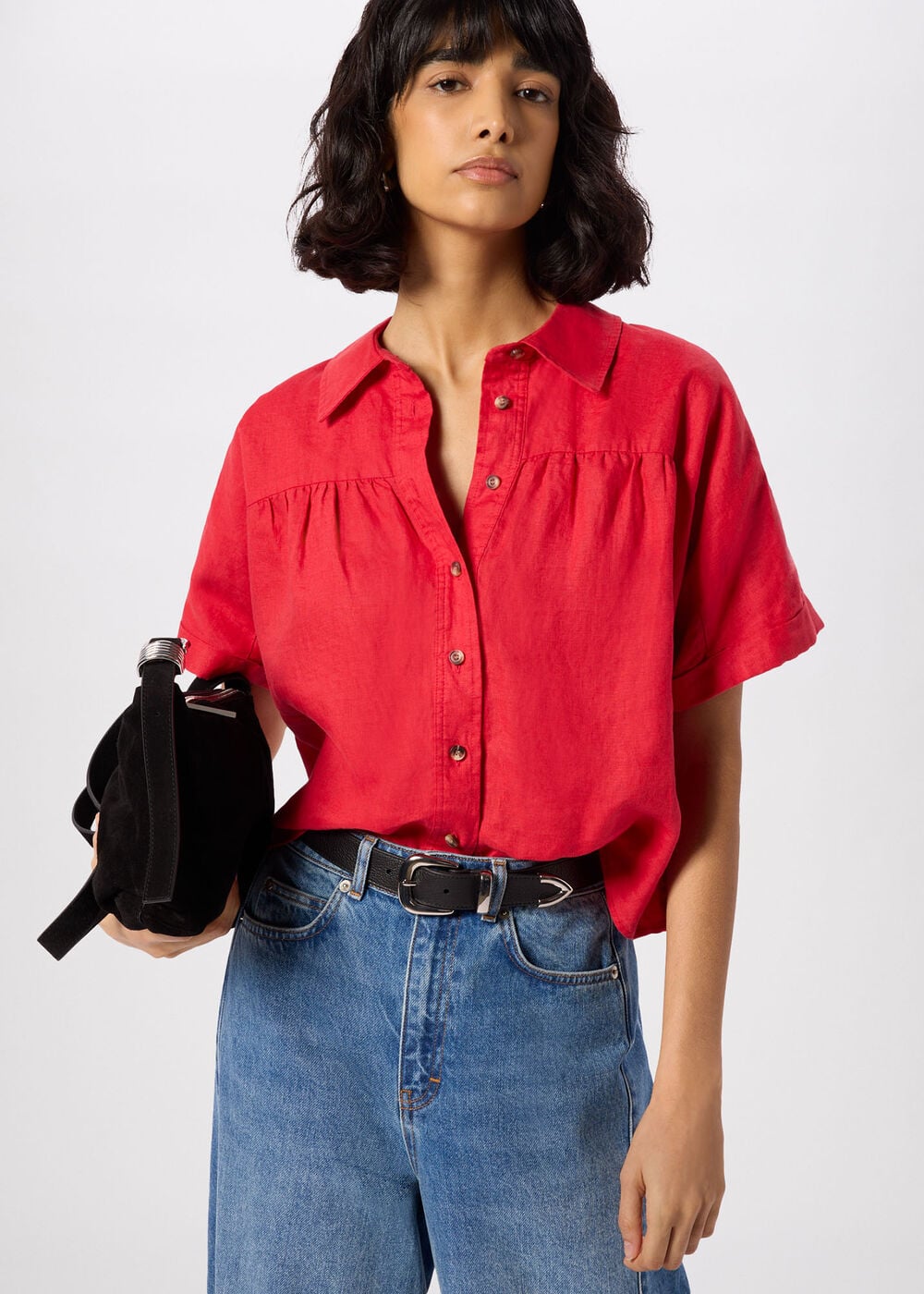 Gathered Linen Shirt