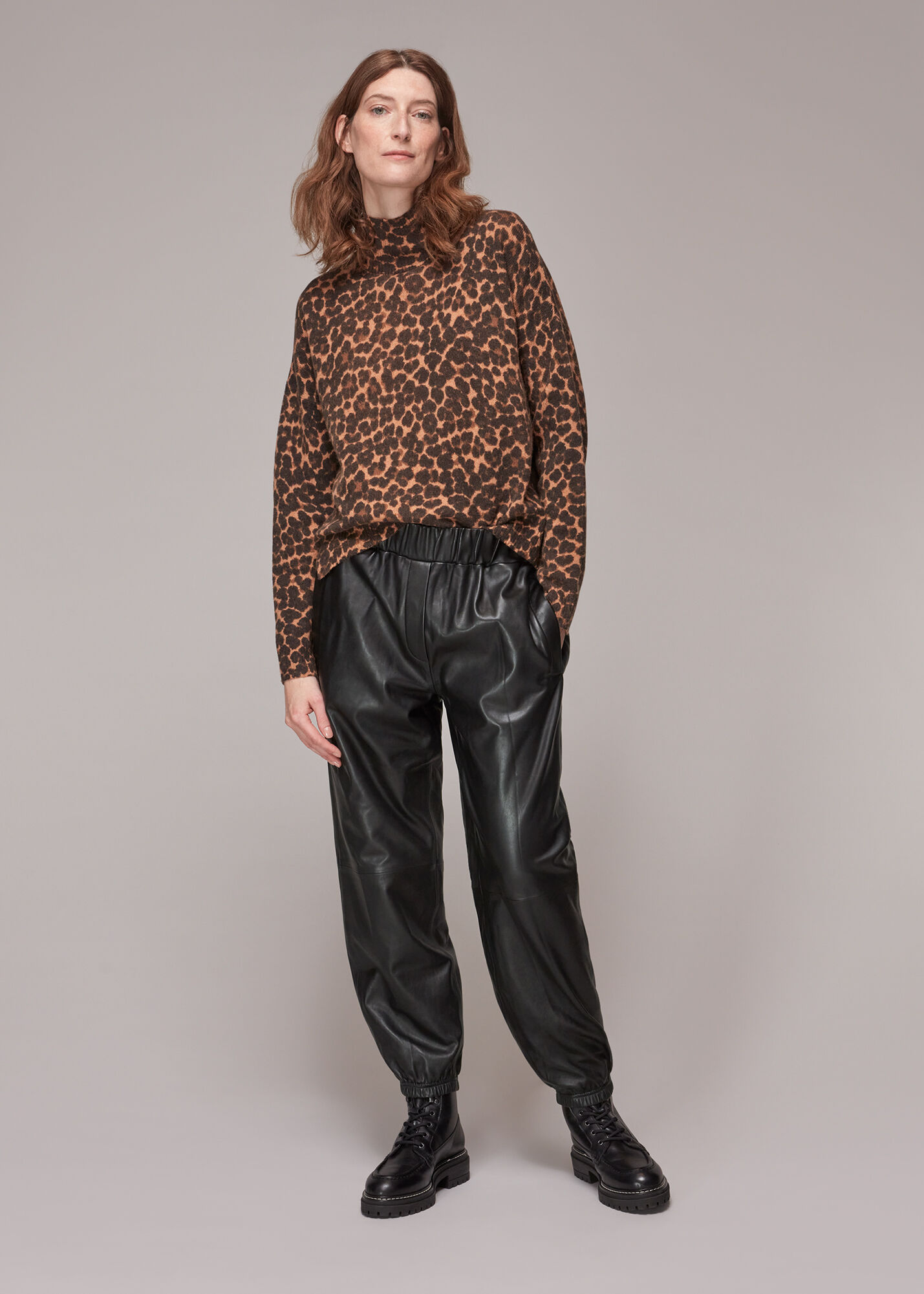 Black Charlie Leather Cuffed Trouser WHISTLES