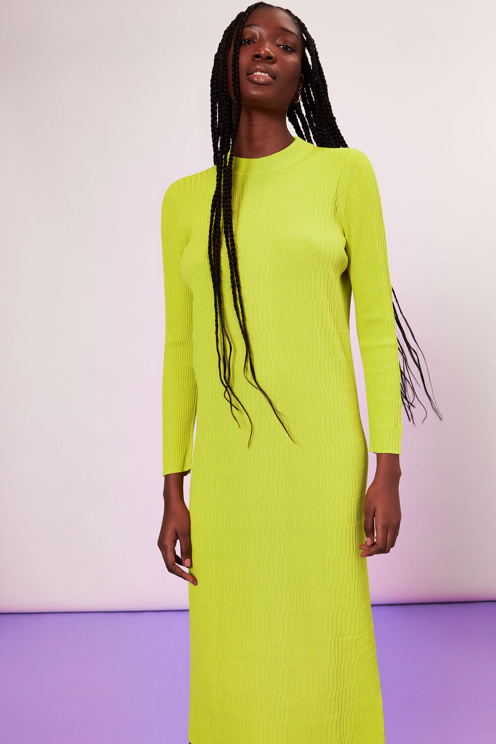 Mixed Rib Knit Dress