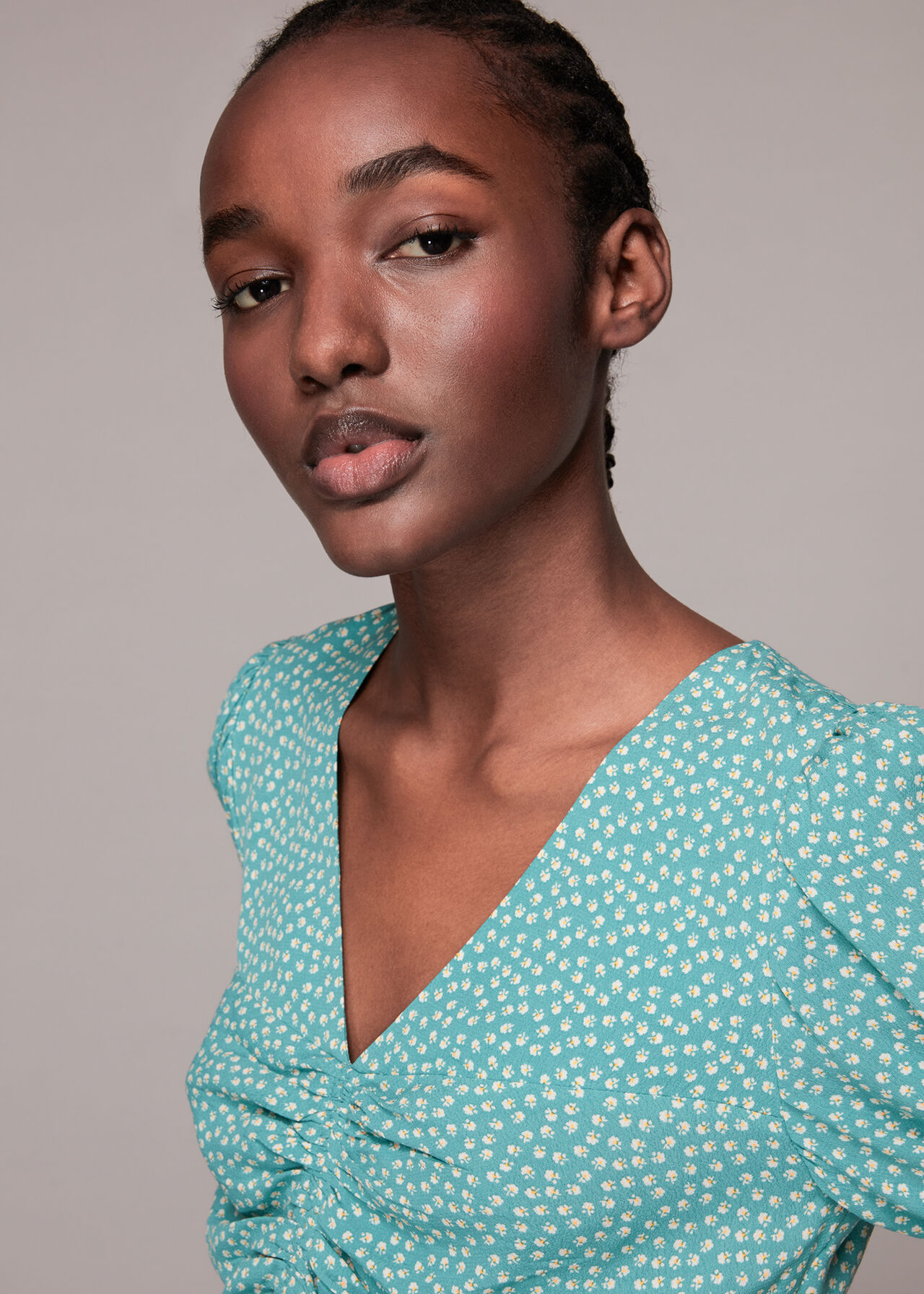 Ditsy Floral Gather Front Top